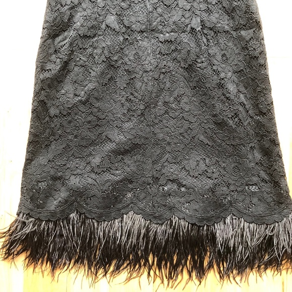 Nicole Miller Black Lace Feather Hem Dress NWT Nicole Miller Black Lace Feather Hem Dress NWT